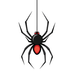 Creepy black widow spider on a web, an isolated arachnid of nature, perfect for a scary Halloween illustration