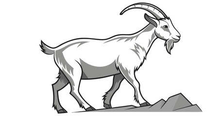 Fototapeta premium Stylized Illustration of a Mountain Goat Standing on Rocks.