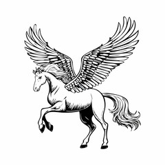 A Majestic Winged Horse Pegasus In Flight Image vector isolated on white background.