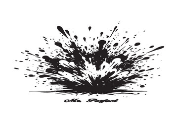 Dynamic Black Ink Explosion Splatter on White Background