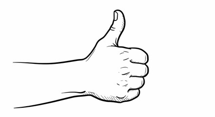 Black and White Hand Drawing Showing Thumbs Up Gesture for Positive Feedback