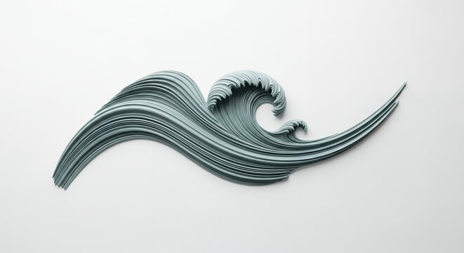 Abstract Blue Green Wave Swirling Lines Modern Art Elegant Design - Powered by Adobe