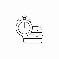 burger stopwatch fastfood icon sign vector
