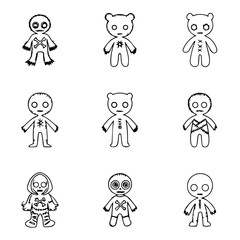 Doll or cartoon vector line art design, cartoon, people, child, boy, children, vector, family, illustration, drawing, icon, character, set, design, kid, art, face, doodle, woman, fun, person, hand