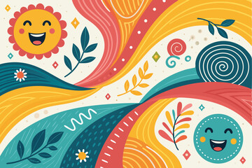 abstract floral background, Colorful abstract shapes with vibrant, playful, and whimsical design &mdash; dynamic composition of geometric patterns with bold colors, movement, and fluid, imaginative expressi