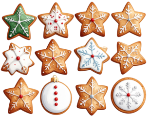 Christmas cookies decorated, transparent background