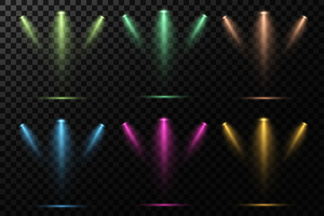 Realistic White Spotlight Beam on Transparent Background