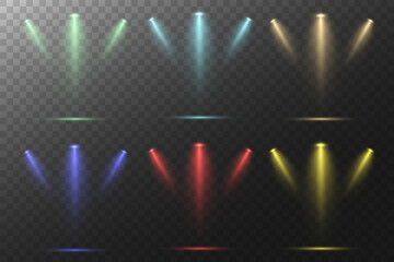 Realistic White Spotlight Beam on Transparent Background