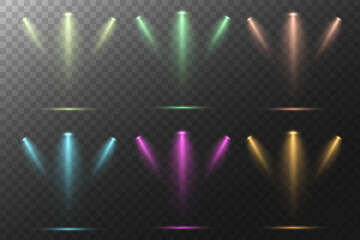 Realistic White Spotlight Beam on Transparent Background