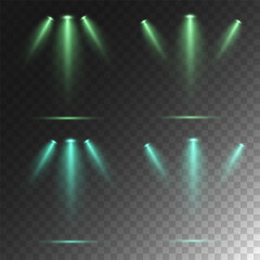 Realistic White Spotlight Beam on Transparent Background
