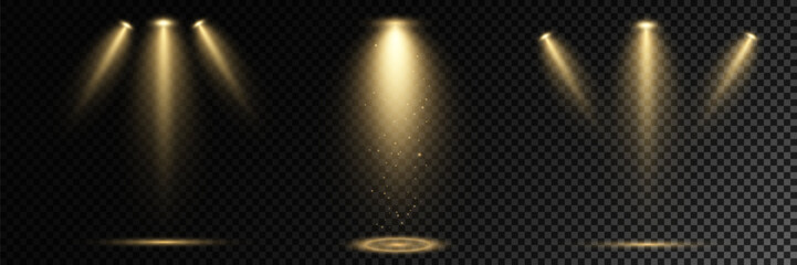 Realistic White Spotlight Beam on Transparent Background
