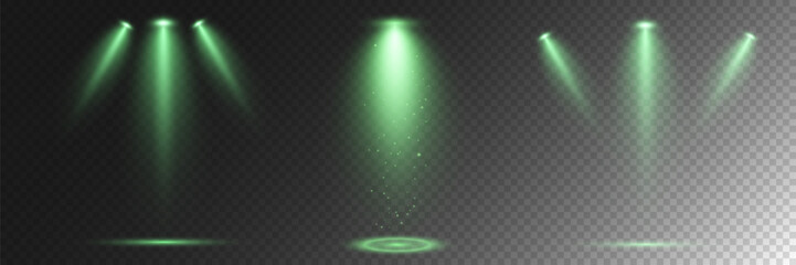 Realistic White Spotlight Beam on Transparent Background