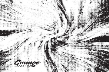 Dynamic Black and White Halftone Grunge Swirl Background
