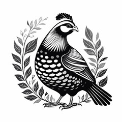 Partridge bird. Black and white illustration of Partridge bird on white background © kagras