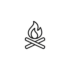 Bonfire with crossed logs line icon