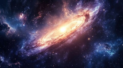 Fototapeta premium A Stunning Spiral Galaxy Illuminates the Vastness of Space with Endless Stars and Cosmic Beauty