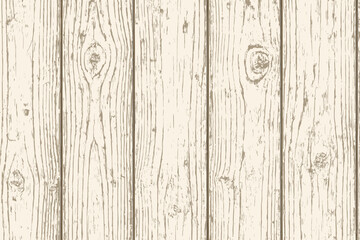 Naklejka premium Distressed White Wood Grain Texture Vector Background. Rustic Farmhouse Shiplap Planks with Knots. Grungy Vintage Wooden Wall Pattern for Home Decor or Product Displays.