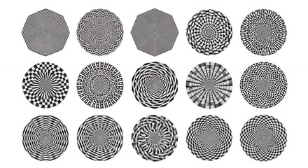 Collection of Abstract Black and White Geometric Mandala Designs for Print and Web