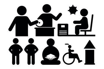 Student and Teacher Silhouette Icons – Academic and Classroom Vector Illustration Pack