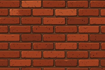 Seamless Red Brick Wall Texture Background. Classic Industrial and Historical Architecture Pattern. Vector Cartoon Illustration for Construction, Urban Design, Vintage, Retro, Building Materials