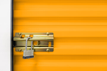 Key lock on orange self storage door