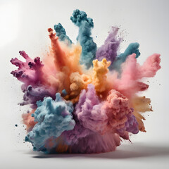  Color Powder Explosion on White Background