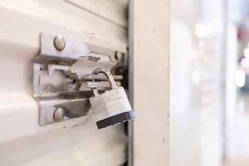 Key lock on self storage door
