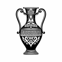 Antique Greek jug silhouette vector art illustration isolated on white background