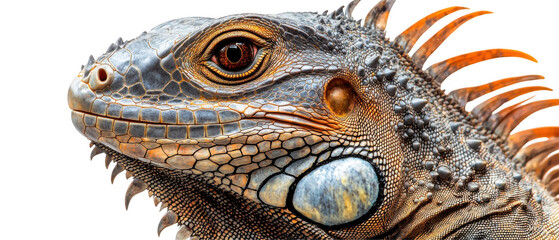 Fototapeta premium Exploring the colorful iguana tropical habitat wildlife photography close-up nature vibrant details
