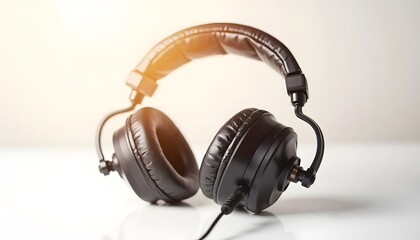 Retro Headphones on White Background