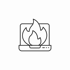 laptop overheating issue icon sign vector