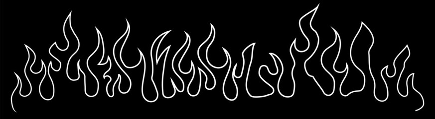 Outlined flame icon in vintage style, vector EPS 10 format. Depicts a stylized fire symbol, ideal for retro-themed illustrations, heating concepts, energy visuals, and safety signage in graphic design