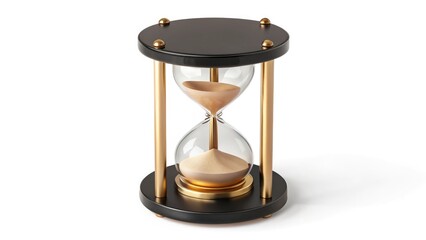 Golden Framed Hourglass with Flowing Sand on Gray Background Symbolizing Time and Elegant Precision
