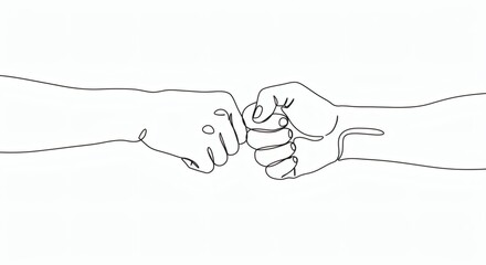 Pinky Promise Continuous Line Gesture of Trust  Friendship on White.
