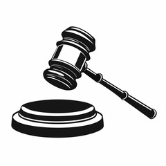 Judge gavel isolated Vector Image. Black and white Judge gavel Image on white background.