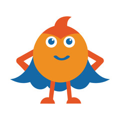 Super energetic orange fruit with cape Vector illustration