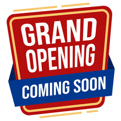 Grand opening promotional labels with modern ribbon design