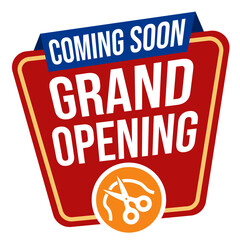 Grand opening promotional labels with modern ribbon design