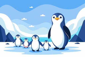 Emperor Penguin Leading Chicks March Parenting