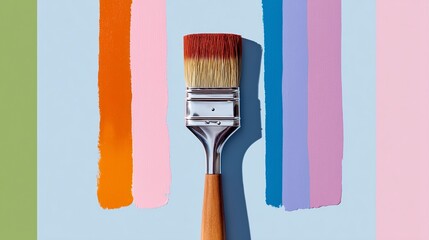 Paintbrush with colorful stripe background