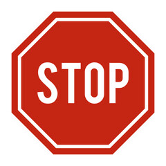 Red STOP Sign. Traffic Warning Sign Icon, Octagon Shape Symbol for Road Safety, Flat Vector Illustration for Transportation and Navigation Design