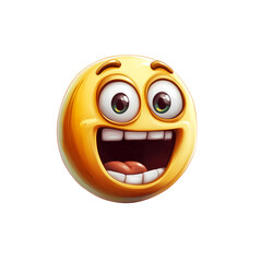 Naklejka premium A joyful yellow emoticon with wide eyes and a big open mouth laughing
