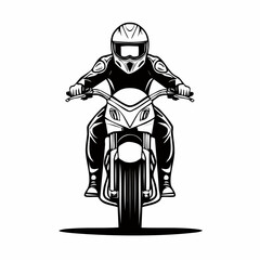 Bold Man Riding a Sport Motorcycle Seen from the Front Showcasing Power and Confidence