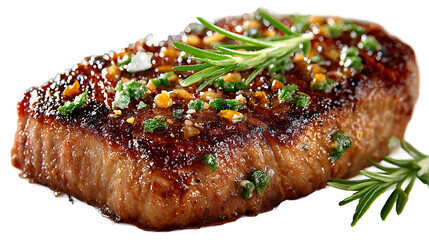 Grilled Steak with Rosemary and Garlic Garnish