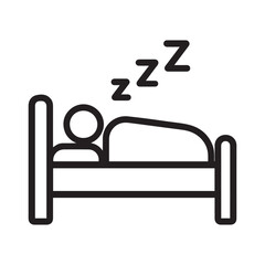 Black and White Graphic Illustration Depicting a Person Asleep in Bed Surrounded by Zzz Symbols Suggesting Sound Asleep