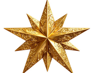 Christmas star golden shiny, transparent background 
