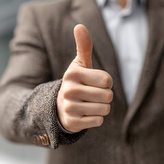 male office-worker with thumb-up gesture