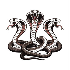 Cartoon Cobra Snake Vector Set,Aggressive Cobra Snake Illustration,Coiled Cobra Snake Clipart Collection,Vector Cobras with Fangs and Hood,Dangerous Snake Mascot Design,Colorful Cobra Snake Artwork