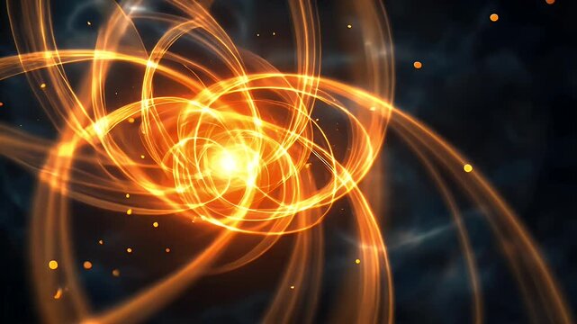 Abstract Glowing Orange Swirls on Dark Background
