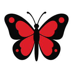 Red Black Butterfly Simple Icon Graphic Design red butterfly